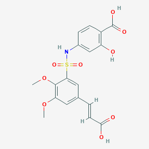 molecular formula C18H17NO9S B2909723 (E)-4-(5-(2-carboxyvinyl)-2,3-dimethoxyphenylsulfonamido)-2-hydroxybenzoic acid CAS No. 326882-25-1