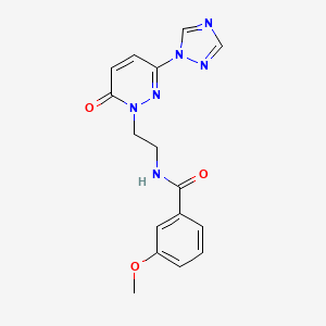 molecular formula C16H16N6O3 B2909739 3-methoxy-N-(2-(6-oxo-3-(1H-1,2,4-triazol-1-yl)pyridazin-1(6H)-yl)ethyl)benzamide CAS No. 1448067-29-5