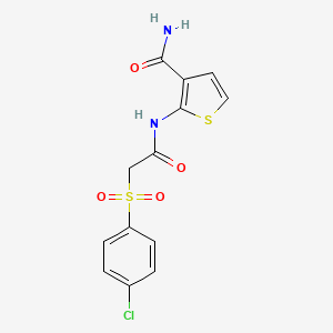 2-(2-((4-Chlorophenyl)sulfonyl)acetamido)thiophene-3-carboxamide
