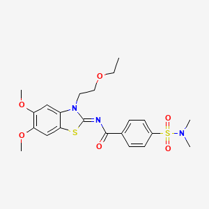 molecular formula C22H27N3O6S2 B2909745 (Z)-4-(N,N-dimethylsulfamoyl)-N-(3-(2-ethoxyethyl)-5,6-dimethoxybenzo[d]thiazol-2(3H)-ylidene)benzamide CAS No. 895454-24-7