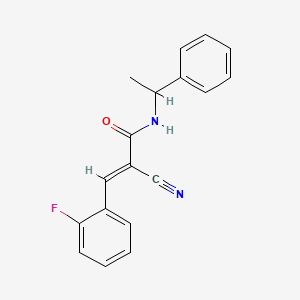 molecular formula C18H15FN2O B2909747 (E)-2-cyano-3-(2-fluorophenyl)-N-(1-phenylethyl)prop-2-enamide CAS No. 478017-77-5