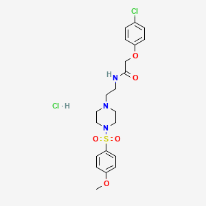 molecular formula C21H27Cl2N3O5S B2909750 2-(4-chlorophenoxy)-N-(2-(4-((4-methoxyphenyl)sulfonyl)piperazin-1-yl)ethyl)acetamide hydrochloride CAS No. 1189725-43-6