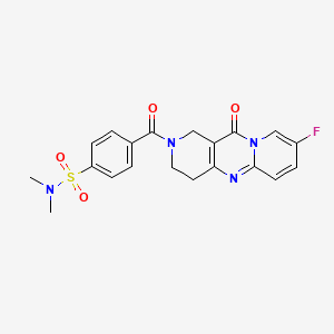 molecular formula C20H19FN4O4S B2909754 4-(8-fluoro-11-oxo-2,3,4,11-tetrahydro-1H-dipyrido[1,2-a:4',3'-d]pyrimidine-2-carbonyl)-N,N-dimethylbenzenesulfonamide CAS No. 2034267-85-9