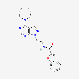 molecular formula C22H24N6O2 B2909798 N-(2-(4-(azepan-1-yl)-1H-pyrazolo[3,4-d]pyrimidin-1-yl)ethyl)benzofuran-2-carboxamide CAS No. 1021061-70-0