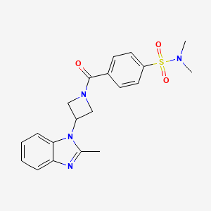 molecular formula C20H22N4O3S B2909805 N,N-dimethyl-4-[3-(2-methyl-1H-1,3-benzodiazol-1-yl)azetidine-1-carbonyl]benzene-1-sulfonamide CAS No. 2380189-27-3