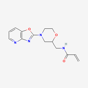molecular formula C14H16N4O3 B2909862 N-[[4-([1,3]Oxazolo[4,5-b]pyridin-2-yl)morpholin-2-yl]methyl]prop-2-enamide CAS No. 2305449-91-4