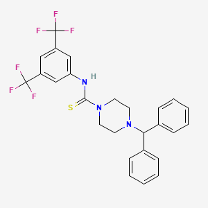 molecular formula C26H23F6N3S B2909874 4-benzhydryl-N-[3,5-bis(trifluoromethyl)phenyl]piperazine-1-carbothioamide CAS No. 1024210-12-5