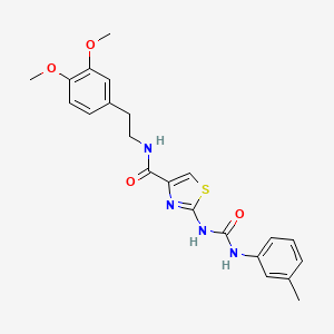 molecular formula C22H24N4O4S B2909876 N-(3,4-dimethoxyphenethyl)-2-(3-(m-tolyl)ureido)thiazole-4-carboxamide CAS No. 941927-21-5