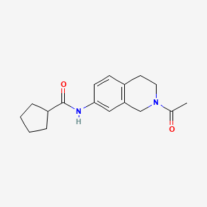 molecular formula C17H22N2O2 B2909877 N-(2-acetyl-1,2,3,4-tetrahydroisoquinolin-7-yl)cyclopentanecarboxamide CAS No. 955681-11-5