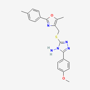 molecular formula C21H21N5O2S B2909883 3-(4-methoxyphenyl)-5-(((5-methyl-2-(p-tolyl)oxazol-4-yl)methyl)thio)-4H-1,2,4-triazol-4-amine CAS No. 1030090-89-1