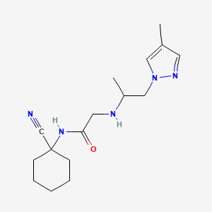 B2909917 N-(1-cyanocyclohexyl)-2-{[1-(4-methyl-1H-pyrazol-1-yl)propan-2-yl]amino}acetamide CAS No. 1333979-92-2
