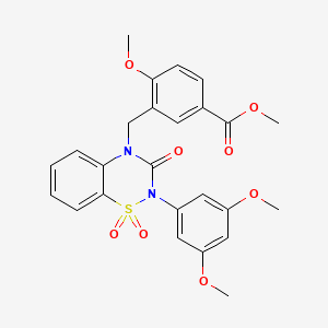 B2909919 methyl 3-((2-(3,5-dimethoxyphenyl)-1,1-dioxido-3-oxo-2H-benzo[e][1,2,4]thiadiazin-4(3H)-yl)methyl)-4-methoxybenzoate CAS No. 893789-41-8