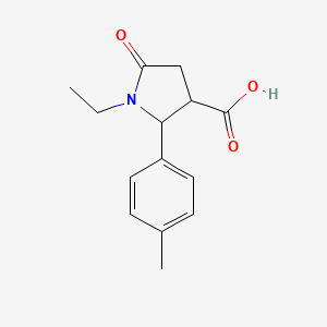 B2909937 1-Ethyl-2-(4-methylphenyl)-5-oxopyrrolidine-3-carboxylic acid CAS No. 900640-42-8