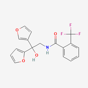 B2909939 N-(2-(furan-2-yl)-2-(furan-3-yl)-2-hydroxyethyl)-2-(trifluoromethyl)benzamide CAS No. 2034482-21-6