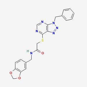 molecular formula C21H18N6O3S B2909945 N-(benzo[d][1,3]dioxol-5-ylmethyl)-2-((3-benzyl-3H-[1,2,3]triazolo[4,5-d]pyrimidin-7-yl)thio)acetamide CAS No. 863452-96-4