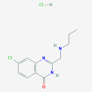 molecular formula C12H15Cl2N3O B2909947 7-Chloro-2-[(propylamino)methyl]-3,4-dihydroquinazolin-4-one hydrochloride CAS No. 1049769-70-1
