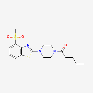 molecular formula C17H23N3O3S2 B2909954 1-(4-(4-(Methylsulfonyl)benzo[d]thiazol-2-yl)piperazin-1-yl)pentan-1-one CAS No. 923400-43-5