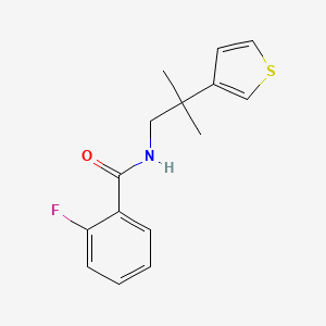 molecular formula C15H16FNOS B2909956 2-fluoro-N-(2-methyl-2-(thiophen-3-yl)propyl)benzamide CAS No. 2320899-39-4