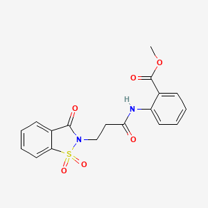 molecular formula C18H16N2O6S B2909957 Methyl 2-[3-(1,1,3-trioxo-1,2-benzothiazol-2-yl)propanoylamino]benzoate CAS No. 899996-13-5