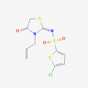 molecular formula C10H9ClN2O3S3 B2909980 (E)-N-(3-allyl-4-oxothiazolidin-2-ylidene)-5-chlorothiophene-2-sulfonamide CAS No. 867042-06-6
