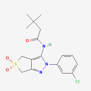 molecular formula C17H20ClN3O3S B2909983 N-(2-(3-chlorophenyl)-5,5-dioxido-4,6-dihydro-2H-thieno[3,4-c]pyrazol-3-yl)-3,3-dimethylbutanamide CAS No. 893931-70-9