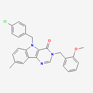 molecular formula C26H22ClN3O2 B2909989 5-(4-chlorobenzyl)-3-(2-methoxybenzyl)-8-methyl-3H-pyrimido[5,4-b]indol-4(5H)-one CAS No. 1185008-01-8