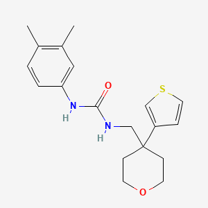 molecular formula C19H24N2O2S B2909991 1-(3,4-dimethylphenyl)-3-((4-(thiophen-3-yl)tetrahydro-2H-pyran-4-yl)methyl)urea CAS No. 2309797-61-1