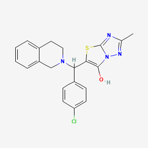 molecular formula C21H19ClN4OS B2909996 5-((4-chlorophenyl)(3,4-dihydroisoquinolin-2(1H)-yl)methyl)-2-methylthiazolo[3,2-b][1,2,4]triazol-6-ol CAS No. 851809-57-9