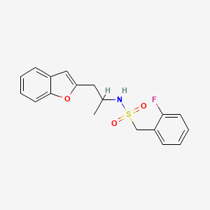 molecular formula C18H18FNO3S B2910002 N-(1-(benzofuran-2-yl)propan-2-yl)-1-(2-fluorophenyl)methanesulfonamide CAS No. 2034513-19-2
