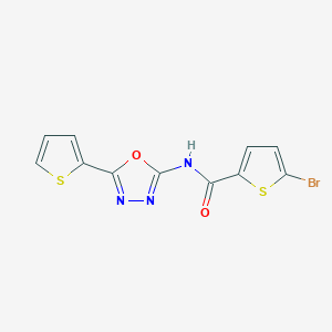 molecular formula C11H6BrN3O2S2 B2910005 5-bromo-N-(5-thiophen-2-yl-1,3,4-oxadiazol-2-yl)thiophene-2-carboxamide CAS No. 920484-21-5