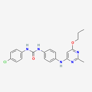 molecular formula C21H22ClN5O2 B2910010 1-(4-Chlorophenyl)-3-(4-((2-methyl-6-propoxypyrimidin-4-yl)amino)phenyl)urea CAS No. 946273-58-1