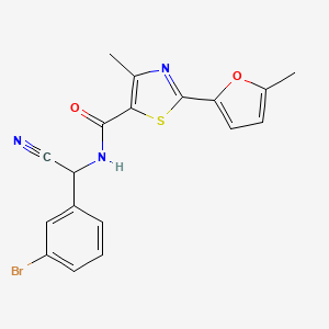 molecular formula C18H14BrN3O2S B2910011 N-[(3-bromophenyl)(cyano)methyl]-4-methyl-2-(5-methylfuran-2-yl)-1,3-thiazole-5-carboxamide CAS No. 1444183-01-0