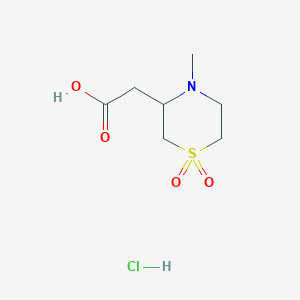 molecular formula C7H14ClNO4S B2910028 2-(4-Methyl-1,1-dioxo-1lambda6-thiomorpholin-3-yl)acetic acid hydrochloride CAS No. 1955540-32-5