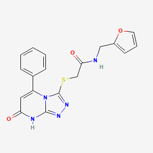 molecular formula C18H15N5O3S B2910040 N-(2-furylmethyl)-2-[(7-oxo-5-phenyl-7,8-dihydro[1,2,4]triazolo[4,3-a]pyrimidin-3-yl)thio]acetamide CAS No. 894998-38-0