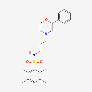 molecular formula C23H32N2O3S B2910041 2,3,5,6-tetramethyl-N-(3-(2-phenylmorpholino)propyl)benzenesulfonamide CAS No. 953918-84-8