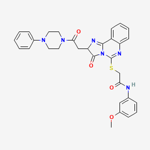 molecular formula C31H30N6O4S B2910044 N-(3-methoxyphenyl)-2-({3-oxo-2-[2-oxo-2-(4-phenylpiperazin-1-yl)ethyl]-2H,3H-imidazo[1,2-c]quinazolin-5-yl}sulfanyl)acetamide CAS No. 1173747-82-4