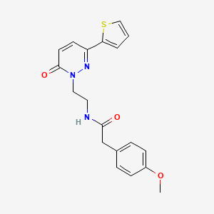molecular formula C19H19N3O3S B2910047 2-(4-methoxyphenyl)-N-(2-(6-oxo-3-(thiophen-2-yl)pyridazin-1(6H)-yl)ethyl)acetamide CAS No. 946340-75-6