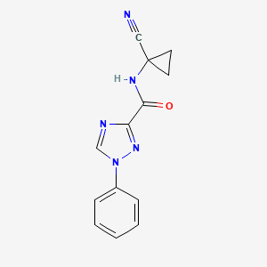 molecular formula C13H11N5O B2910058 N-(1-Cyanocyclopropyl)-1-phenyl-1,2,4-triazole-3-carboxamide CAS No. 2418706-81-5