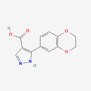 molecular formula C12H10N2O4 B2910066 3-(2,3-dihydro-1,4-benzodioxin-6-yl)-1H-pyrazole-4-carboxylic acid CAS No. 1006464-12-5