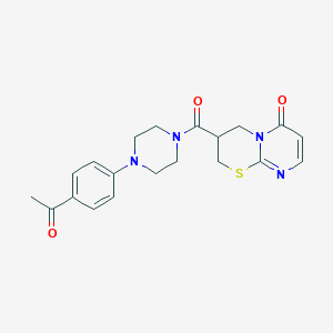molecular formula C20H22N4O3S B2910079 3-(4-(4-acetylphenyl)piperazine-1-carbonyl)-3,4-dihydropyrimido[2,1-b][1,3]thiazin-6(2H)-one CAS No. 1396862-24-0