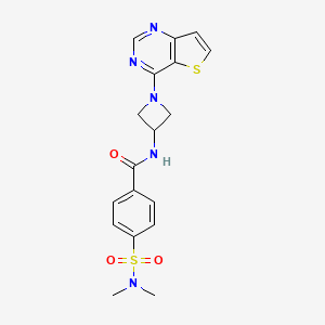 molecular formula C18H19N5O3S2 B2910084 4-(Dimethylsulfamoyl)-N-(1-thieno[3,2-d]pyrimidin-4-ylazetidin-3-yl)benzamide CAS No. 2380191-63-7