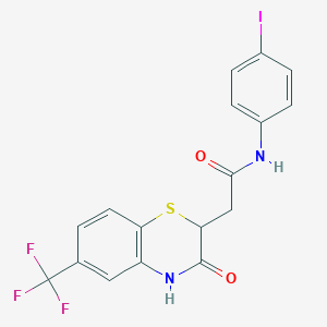 N-(4-iodophenyl)-2-[3-oxo-6-(trifluoromethyl)-3,4-dihydro-2H-1,4-benzothiazin-2-yl]acetamide