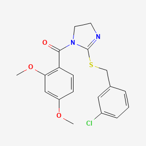 molecular formula C19H19ClN2O3S B2910099 (2-((3-chlorobenzyl)thio)-4,5-dihydro-1H-imidazol-1-yl)(2,4-dimethoxyphenyl)methanone CAS No. 851808-12-3