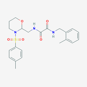 molecular formula C22H27N3O5S B2910100 N1-(2-methylbenzyl)-N2-((3-tosyl-1,3-oxazinan-2-yl)methyl)oxalamide CAS No. 872862-83-4