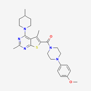 molecular formula C26H33N5O2S B2910114 (2,5-Dimethyl-4-(4-methylpiperidin-1-yl)thieno[2,3-d]pyrimidin-6-yl)(4-(4-methoxyphenyl)piperazin-1-yl)methanone CAS No. 452073-57-3