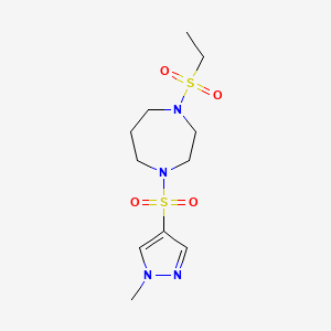 B2910125 1-(ethylsulfonyl)-4-((1-methyl-1H-pyrazol-4-yl)sulfonyl)-1,4-diazepane CAS No. 2034544-75-5