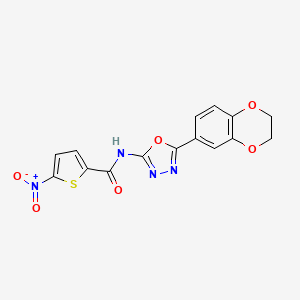 molecular formula C15H10N4O6S B2910135 N-[5-(2,3-dihydro-1,4-benzodioxin-6-yl)-1,3,4-oxadiazol-2-yl]-5-nitrothiophene-2-carboxamide CAS No. 887871-16-1