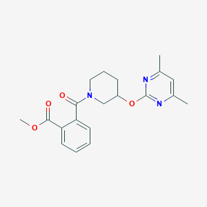 molecular formula C20H23N3O4 B2910146 Methyl 2-(3-((4,6-dimethylpyrimidin-2-yl)oxy)piperidine-1-carbonyl)benzoate CAS No. 2097900-81-5