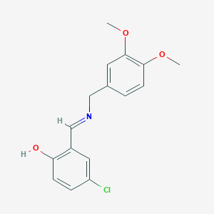 molecular formula C16H16ClNO3 B2910154 4-chloro-2-{(E)-[(3,4-dimethoxybenzyl)imino]methyl}phenol CAS No. 1993760-87-4