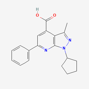 molecular formula C19H19N3O2 B2910160 1-cyclopentyl-3-methyl-6-phenyl-1H-pyrazolo[3,4-b]pyridine-4-carboxylic acid CAS No. 934063-00-0